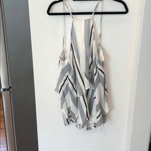 white and blue striped romper